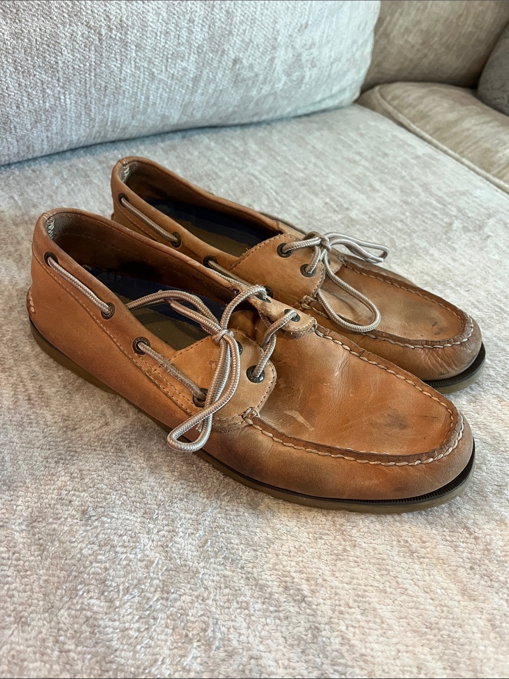 Sperry Men’s Tan Leather Boat Shoes Size 10